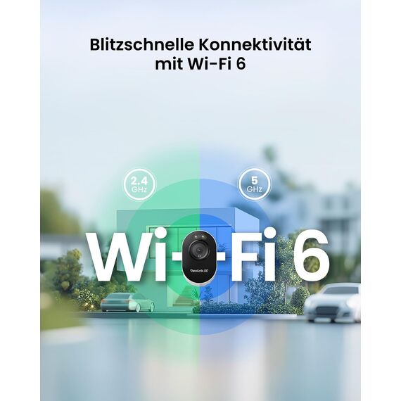 Reolink 4K Wi-Fi 6 Überwachungskamera Aussen mit 2,4/5GHz Dual-Band Wi-Fi, Farb-Nachtsicht, Plug-In WLAN Kamera Outdoor mit 24/7-Aufzeichnung, Intelligente Erkennung, Sirene, Wetterfest, Lumus Pro