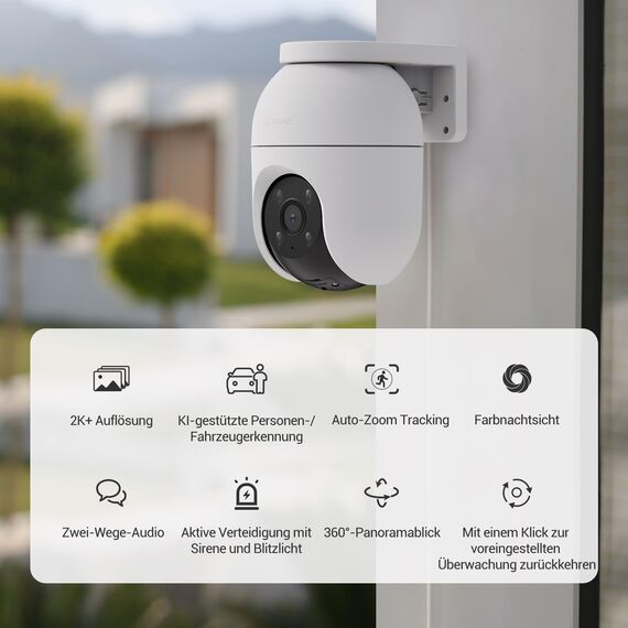 EZVIZ 4MP PTZ Überwachungskamera Aussen, WLAN IP Kamera Outdoor mit Personen-/Fahrzeugerkennung, Zwei-Wege-Audio, Automatischer Verfolgung und Vollfarb-Nachtsicht, Wetterfestes Design, C8c 2K+