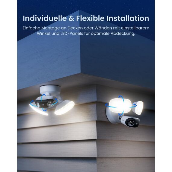 Reolink Elite Floodlight WiFi, 4K Wi-Fi 6 Überwachungskamera Aussen mit 3000 Lumen Flutlicht, Dimmbares Licht(3000K~6500K), WLAN Kamera Outdoor, Lokale KI-Videosuche, 180° Panoramablick, KI-Erkennung