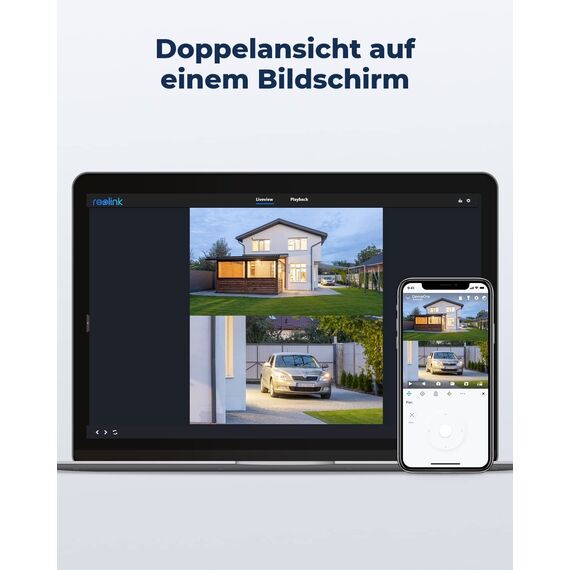 Reolink 4K PTZ Überwachungskamera Aussen Akku mit Auto-Tracking & Auto-Zoom, Dual Lens, 8MP Solar WLAN Kamera Outdoor, 2,4/5GHz WiFi, 30m Farbnachtsicht, KI-Erkennung, 360° View, TrackMix+Solarpanel