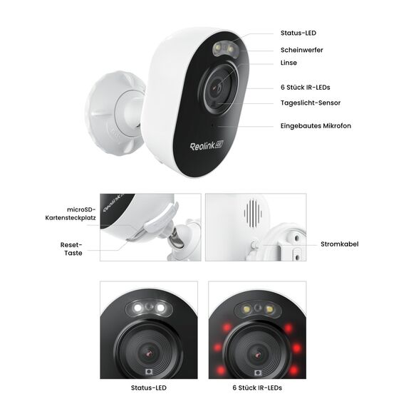 Reolink 4K Wi-Fi 6 Überwachungskamera Aussen mit 2,4/5GHz Dual-Band Wi-Fi, Farb-Nachtsicht, Plug-In WLAN Kamera Outdoor mit 24/7-Aufzeichnung, Intelligente Erkennung, Sirene, Wetterfest, Lumus Pro