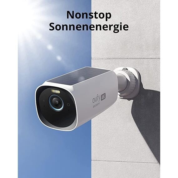 eufy Security eufyCam 3, überwachungskamera aussen, 4K kabellose überwachungskamera solar mit Gesichtserkennung K.I., Farbige Nachtsicht, Gebührenfreie Nutzung.