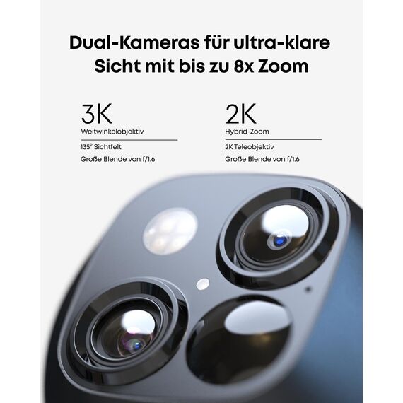 eufy Security SoloCam 2+1, Überwachungskamera aussen solar, 360°-Überwachung, Keine Toten Winkel, Überwachungskamera aussen mit 2,4-GHz-WLAN, Gebührenfreie Nutzung, HomeBase 3 kompatibel