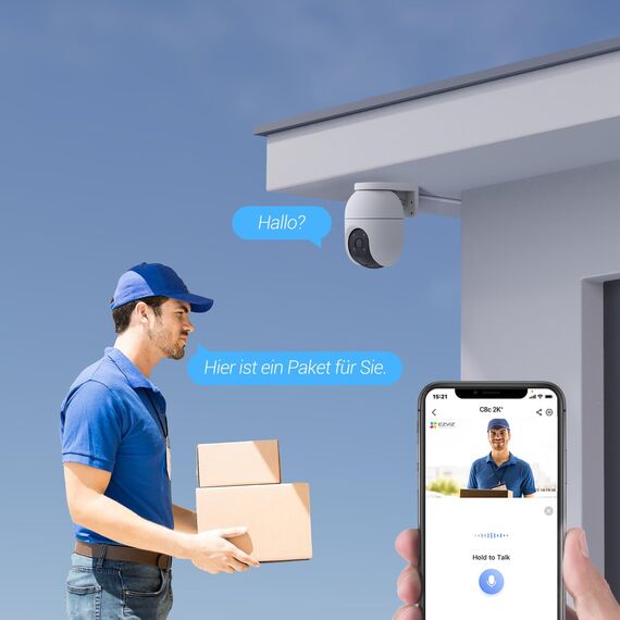 EZVIZ 4MP PTZ Überwachungskamera Aussen, WLAN IP Kamera Outdoor mit Personen-/Fahrzeugerkennung, Zwei-Wege-Audio, Automatischer Verfolgung und Vollfarb-Nachtsicht, Wetterfestes Design, C8c 2K+