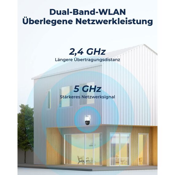 Reolink 4K PTZ Überwachungskamera Aussen Akku mit Auto-Tracking & Auto-Zoom, Dual Lens, 8MP Solar WLAN Kamera Outdoor, 2,4/5GHz WiFi, 30m Farbnachtsicht, KI-Erkennung, 360° View, TrackMix+Solarpanel