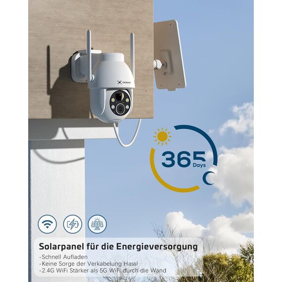COCOCAM 2PCS 2K Überwachungskamera Aussen Akku WLAN, Solar Kamera Outdoor, Außenkamera kabellos mit AI-Mensch-Erkennung, Farbige Nachtsicht, Alexa-kompatibel, 2-Wege-Audio