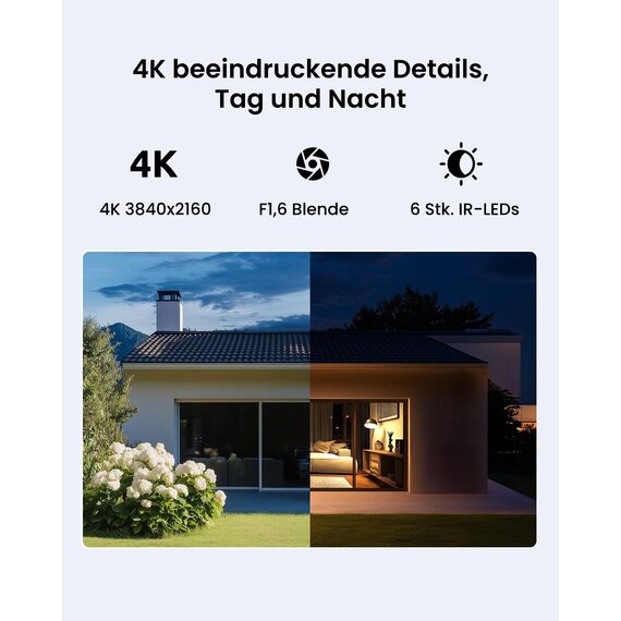 Reolink 4K Wi-Fi 6 Überwachungskamera Aussen mit 2,4/5GHz Dual-Band Wi-Fi, Farb-Nachtsicht, Plug-In WLAN Kamera Outdoor mit 24/7-Aufzeichnung, Intelligente Erkennung, Sirene, Wetterfest, Lumus Pro