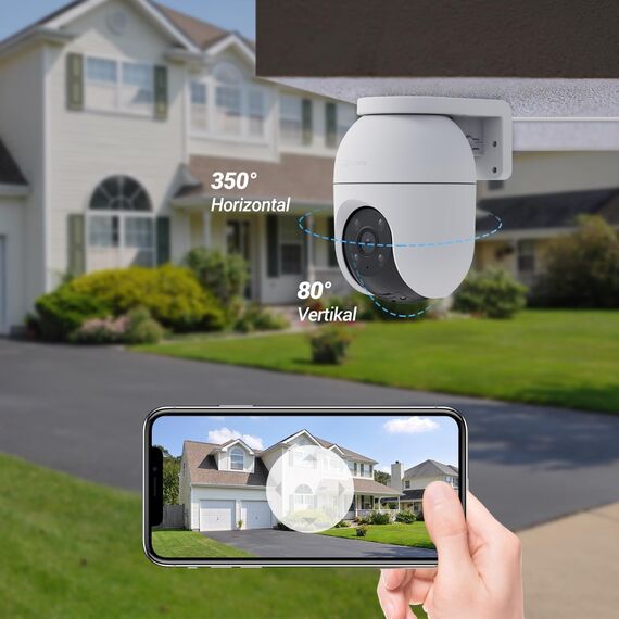EZVIZ 4K PTZ Überwachungskamera Aussen WLAN, 2,4GHz WLAN Kamera Outdoor, Auto-Tracking, Personen-/Fahrzeugerkennung, Zwei-Wege-Audio, Farbnachtsicht, Wetterfest, C8c 8MP