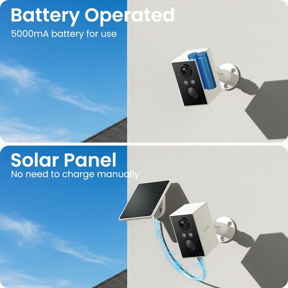 wansview Überwachungskamera Aussen Solar Akku - 2K Kamera Überwachung Aussenkamera WLAN Kabellos Akku mit Solarpanel, WiFi Camera Outdoor, Farbnachtsicht, PIR Bewegungserkennung, 2-Wege-Audio, IP65