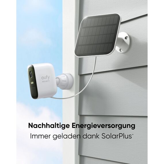 eufy Security eufyCam 2C 2-Kamera-Set, Solarpanel, Überwachungskamera Aussen Solar, HomeKit-kompatibel, 1080p HD, IP67-Wetterfest, Nachtsicht, Ohne monatliche Gebühren