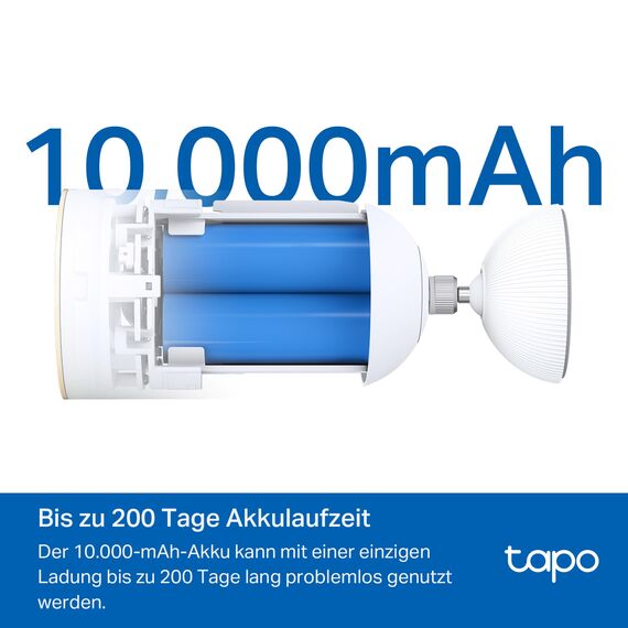 Tapo C460 4K 8MP Überwachungskamera Aussen Akku, Starlight-Farb-Nachtsicht, Dual-Band WLAN, Magnetfuß, Verschlüsselte microSD-Aufzeichnung, KI-Erkennung, 10000-mAh-Akku