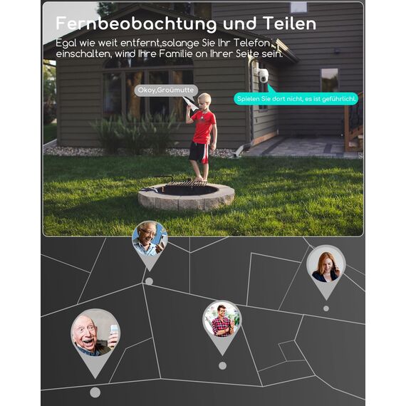 COOAU 2K Überwachungskamera Aussen Akku, 355°/90° Schwenkbar, Kabellose WLAN IP Kamera Outdoor mit Nachtsicht in Farbe, Personen-/Bewegungserkennung, IP66 Wasserdicht, Cloud-Speicher