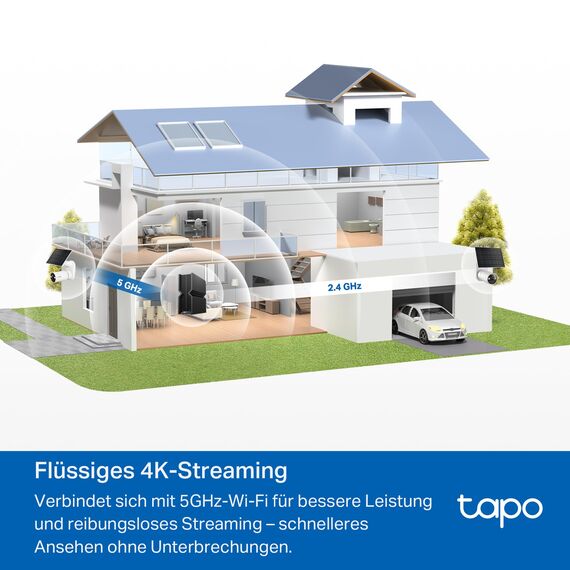 Tapo C460 KIT 4K 8MP Solar Überwachungskamera Aussen Akku, Starlight-Farb-Nachtsicht, Dual-Band WLAN, Magnetfuß, Verschlüsselte microSD-Aufzeichnung, KI-Erkennung, 10000-mAh-Akku