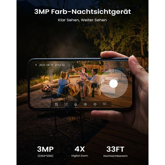 ieGeek 2K Überwachungskamera Aussen Solar: 360° PTZ Kamera Überwachung Aussen, 2.4GHz Aussenkamera WLAN kabellos akku mit PIR Bewegungsmelder, Outdoor Kamera mit Farb-Nachtsicht, 2-Wege-Audio, S5