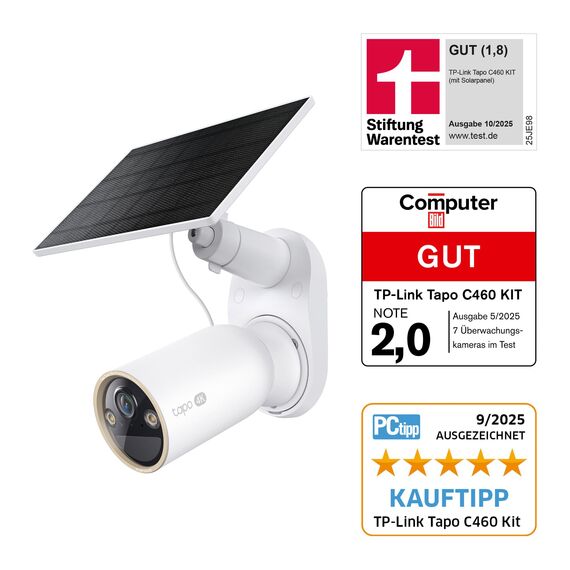 Tapo C460 KIT 4K 8MP Solar Überwachungskamera Aussen Akku, Starlight-Farb-Nachtsicht, Dual-Band WLAN, Magnetfuß, Verschlüsselte microSD-Aufzeichnung, KI-Erkennung, 10000-mAh-Akku