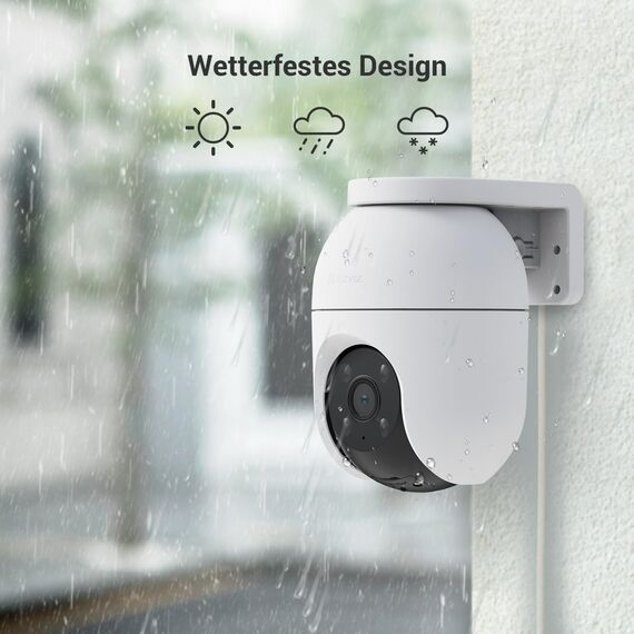 EZVIZ 4K PTZ Überwachungskamera Aussen WLAN, 2,4GHz WLAN Kamera Outdoor, Auto-Tracking, Personen-/Fahrzeugerkennung, Zwei-Wege-Audio, Farbnachtsicht, Wetterfest, C8c 8MP