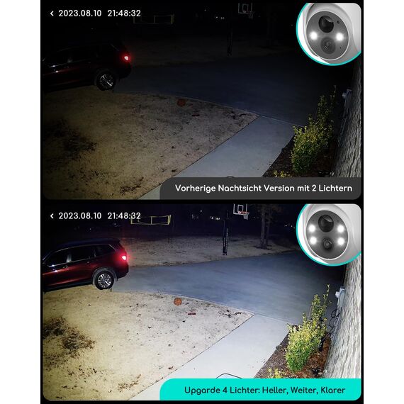 COOAU 2K Überwachungskamera Aussen Akku, 355°/90° Schwenkbar, Kabellose WLAN IP Kamera Outdoor mit Nachtsicht in Farbe, Personen-/Bewegungserkennung, IP66 Wasserdicht, Cloud-Speicher
