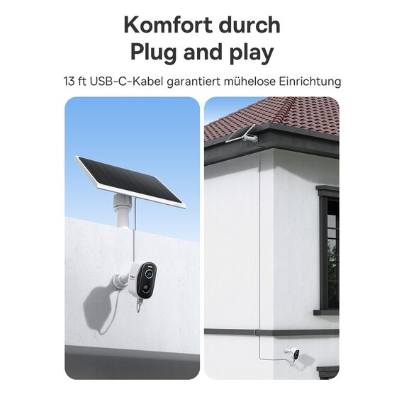 Baseus Security Überwachungskamera Aussen Solar Kabellos 16TB Erweiterbarer Speicher, Ewige Energie, IP67, Nachtsicht, 2K Kamera Überwachung WLAN mit Solarpanel, 16GB Lokal Speicher - N1 2-Cam Kit
