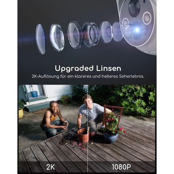 COOAU 2PCS Überwachungskamera Aussen Akku - 2K Kabellose WLAN IP WiFi 6 PTZ Kamera Outdoor mit Bluetooth-Verbindung, 4 Spotlight Farbnachtsicht, Intelligente KI-Erkennung