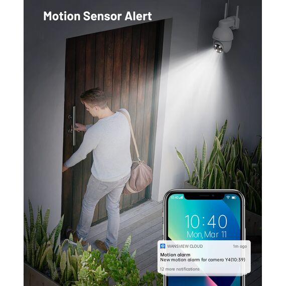 GALAYOU 2K Überwachungskamera Aussen, 360° PTZ WLAN IP Kamera Überwachung Aussen, WiFi Outdoor Camera mit Farbnachtsicht, 2-Wege-Audio, IP65 wetterfest für Garten/Haus/Wohnung, Y4W-2P