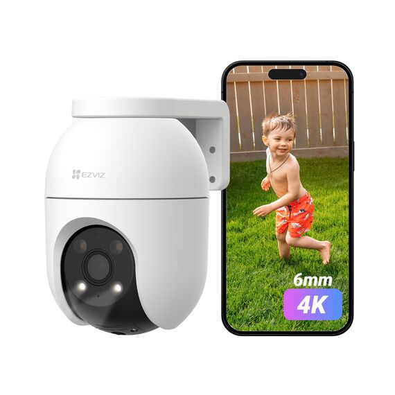EZVIZ 4K PTZ Überwachungskamera Aussen WLAN, 2,4GHz WLAN Kamera Outdoor, Auto-Tracking, Personen-/Fahrzeugerkennung, Zwei-Wege-Audio, Farbnachtsicht, Wetterfest, C8c 8MP