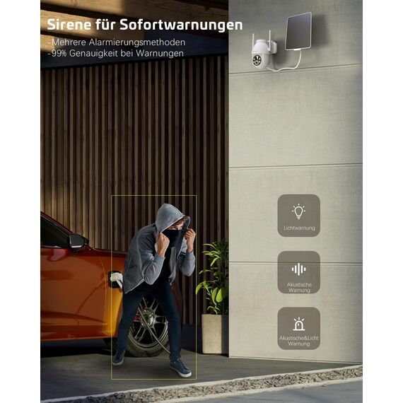 COCOCAM 2PCS 2K Überwachungskamera Aussen Akku WLAN, Solar Kamera Outdoor, Außenkamera kabellos mit AI-Mensch-Erkennung, Farbige Nachtsicht, Alexa-kompatibel, 2-Wege-Audio