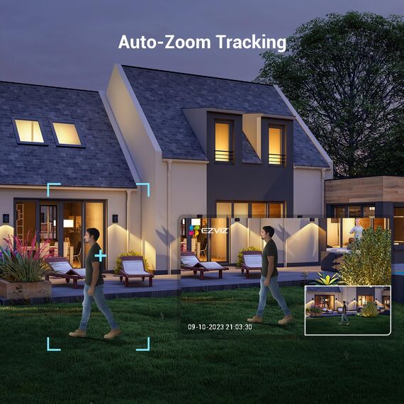 EZVIZ 4MP PTZ Überwachungskamera Aussen, WLAN IP Kamera Outdoor mit Personen-/Fahrzeugerkennung, Zwei-Wege-Audio, Automatischer Verfolgung und Vollfarb-Nachtsicht, Wetterfestes Design, C8c 2K+