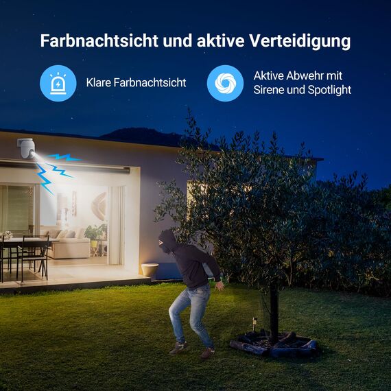 EZVIZ 2MP Überwachungskamera Aussen, WLAN IP Kamera mit 360° Abdeckung und Zwei-Wege-Audio, Personenerkennung mit Smart Tracking, Aktive Verteidigung mit Ton und Licht, wasserdicht, C8c 2 Pack