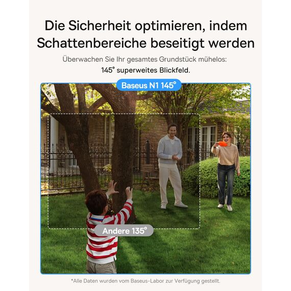 Baseus Security Überwachungskamera Aussen Kabellos 16TB Erweiterbarer Speicher, 210Tage Akku, IP67 Wetterfest, Nachtsicht, Kamera Überwachung WLAN mit 2K HD, 145°, 16GB Lokal Speicher - N1 4-Cam Kit
