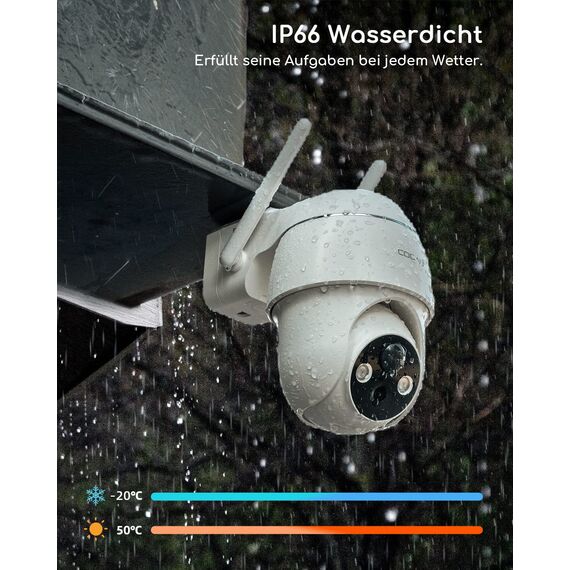 COOAU 2PCS Überwachungskamera Aussen Akku - 2K Kabellose WLAN IP WiFi 6 PTZ Kamera Outdoor mit Bluetooth-Verbindung, 4 Spotlight Farbnachtsicht, Intelligente KI-Erkennung