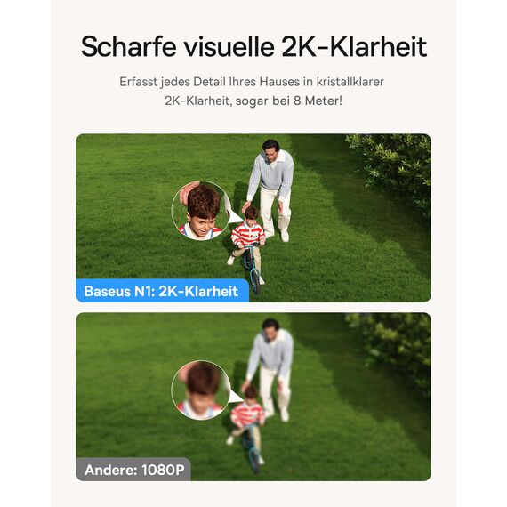 Baseus Security Überwachungskamera Aussen Akku 210Tage, 2K HD, 145 Grad, IP67 Wetterfest, Nachtsicht, Kamera Überwachung Kabellos WLAN mit Lokal Speicher, Menschen und Bewegungsmelder - N1 2-Cam Kit
