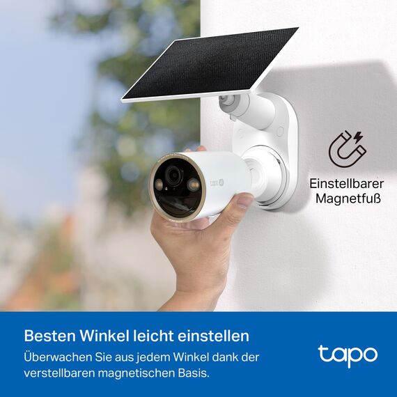 Tapo C460 KIT 4K 8MP Solar Überwachungskamera Aussen Akku, Starlight-Farb-Nachtsicht, Dual-Band WLAN, Magnetfuß, Verschlüsselte microSD-Aufzeichnung, KI-Erkennung, 10000-mAh-Akku
