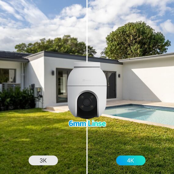 EZVIZ 4K PTZ Überwachungskamera Aussen WLAN, 2,4GHz WLAN Kamera Outdoor, Auto-Tracking, Personen-/Fahrzeugerkennung, Zwei-Wege-Audio, Farbnachtsicht, Wetterfest, C8c 8MP