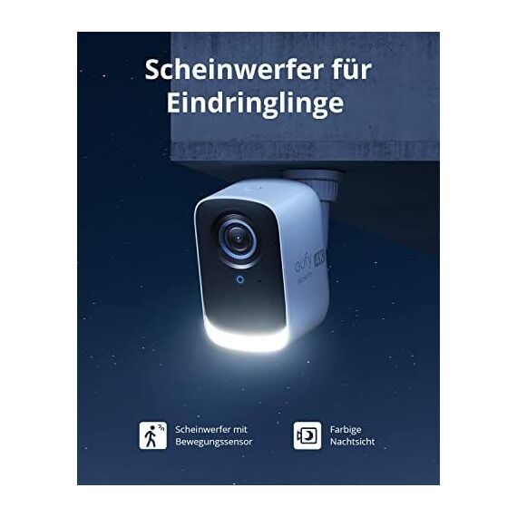 eufy Security eufyCam S300 3C,Überwachungskamera aussen,4K kabellose mit Gesichtserkennung und K.I, Farbige Nachtsicht,Erweiterbarer Speicher auf 16TB, Überwachungskamera Set 4+1,Gebührenfreie Nutzung