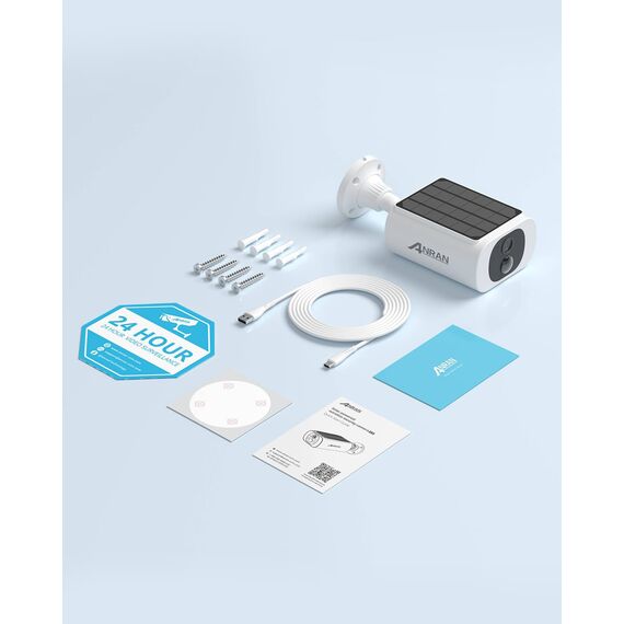 ANRAN 2K Solar Überwachungskamera Aussen,100% Kabellos &Akku Kamera,PIR Bewegungserkennung,Vollfarb-Nachtsicht,2-Wege-Audio,Infrarot Personen-Erkennung Intelligenter Alarm,Wasserdicht,Für Alexa