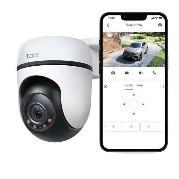 TP-Link Tapo C510W Kameraüberwachung aussen, WLAN IP Kamera, 360° Schwenk-/Neige, 2K Auflösung, Vollfarbige Nachtsicht, IP65 wasserdicht, Intelligente Bewegungsverfolgung, Zwei-Wege-Audio