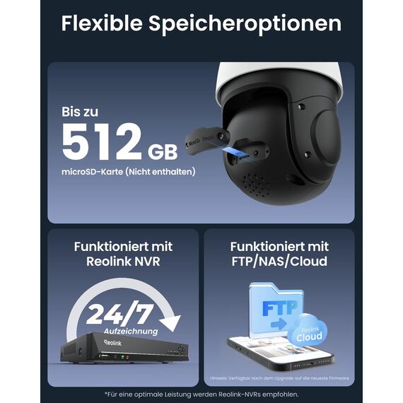 Reolink Smart 4K/8MP UHD PTZ Dome Überwachungskamera Aussen mit revolutionären 16X optischem 3D-Zoom, Farbnachtsicht, Personen-/Fahrzeug-/Tiererkennung, Zwei-Wege-Audio, 24/7 Aufzeichnung, RLC-823S2