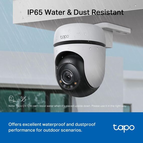 TP-Link Tapo C510W Kameraüberwachung aussen, WLAN IP Kamera, 360° Schwenk-/Neige, 2K Auflösung, Vollfarbige Nachtsicht, IP65 wasserdicht, Intelligente Bewegungsverfolgung, Zwei-Wege-Audio