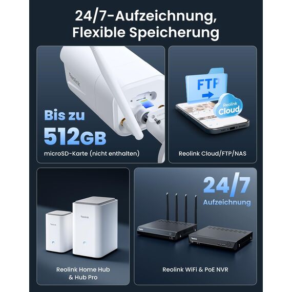 Reolink 4K 8MP Wi-Fi 6 Überwachungskamera Aussen mit 5X Optischem Zoom, Reibungsloser Fernzugriff mit H.265-Aufzeichnung, Farbnachtsicht, Intelligente Erkennung, 2-Wege-Audio, IP67, RLC-811WA