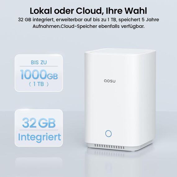 aosu 3K Überwachungskamera Aussen Solar Akku, 6 Cam-Kit & aosuBase 2.0, 5MP 360° PTZ Panorama, Kein Abonnement, Bis zu 1 TB erweiterbar-32 GB integriert, Auto-Tracking Farb-Nachtsicht 2 Wege Audio