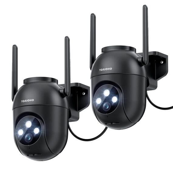 2 Stück Überwachungskamera Aussen - 5MP Kamera Überwachung Aussen 2,4/5Ghz Wlan IP Kamera Outdoor Außenkamera Kabel 360°PTZ Videoüberwachung Aussen Camera Dome Homekit mit Automatischer Verfolgung