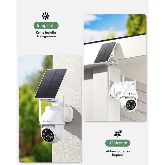 YESYAMO 2 Stück 2K Überwachungskamera aussen solar, WLAN Kamera Outdoor, 2,4 GHz, Solar-Kamera mit Solarpanel, 360 ° PTZ, Nachtsicht, 2-Wege-Audio