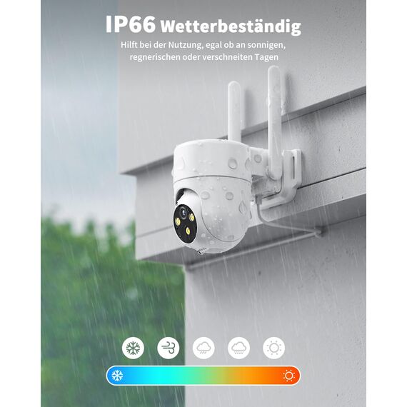 NUASI 4G LTE Überwachungskamera Aussen mit SIM Karte, 2K PTZ 360° IP Kamera Ohne WLAN Outdoor mit FarbNachtsicht, AI Personenerkennung und 2-Wege-Audio, IP66 Wasserdicht