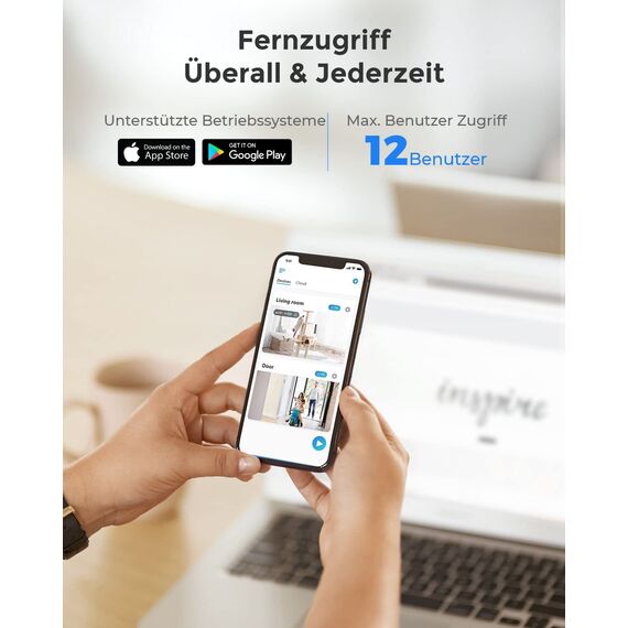 Reolink 5MP Überwachungskamera Aussen Set, Videoüberwachung mit 8CH 2TB HDD NVR und 4X 5MP PoE IP Outdoor Kamera, mit Personen-/Fahrzeugerkennung für 24/7 Überwachung, IR Nachtsicht, RLK8-410B4-5MP
