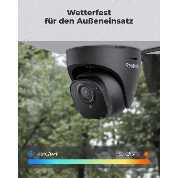 Reolink 5MP PoE Überwachungskamera Aussen mit Personen-/Autoerkennung, Smarte IP Kamera Outdoor mit Zeitraffer, IR Nachtsicht, Audio, Wasserfest, microSD Kartensteckplatz, RLC-520A Schwarz