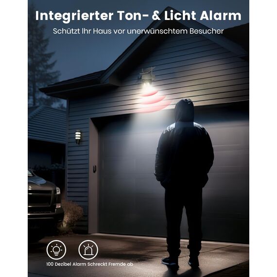aosu 2K Überwachungskamera Aussen Solar Akku 3MP [360° PTZ Panorama, Integrierter Solarpanel] Kabellos PIR-Personenerkennung Automatische Verfolgung Farb-Nachtsicht Ton- & Lichtalarm 2-Wege-Audio
