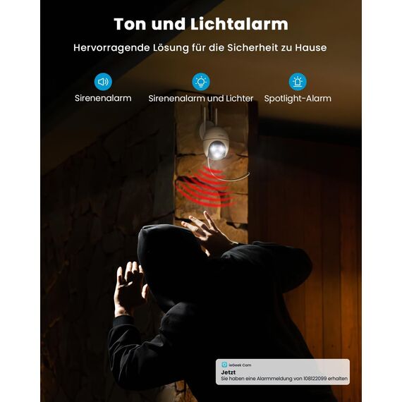 ieGeek 2K Überwachungskamera Aussen WLAN, PTZ Outdoor IP Kamera überwachung außen, WiFi Dome Camera mit Farbiger Nachsicht, Bewegungserkennung,Mensch Bewegungsmelder, Zwei-Wege-Audio