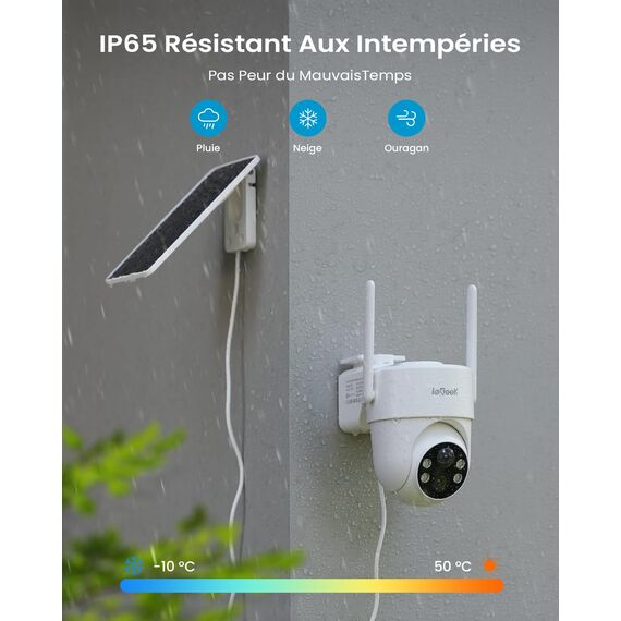 ieGeek 2K Überwachungskamera Aussen Solar: 360° PTZ Kamera Überwachung Aussen, 2.4GHz Aussenkamera WLAN kabellos akku mit PIR Bewegungsmelder, Outdoor Kamera mit Farb-Nachtsicht (Weiße 2)