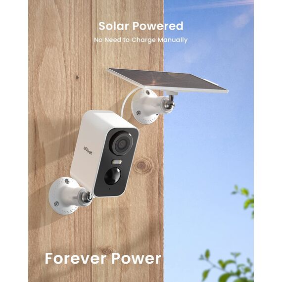 ieGeek 2K (Type-C) Überwachungskamera Aussen Akku Kabellose mit Solarplatten, 5200mAh Akku Kamera Überwachung Aussen WLAN, PIR-Bewegungserkennung, 2-Wege Audio, Schwarz, 2Pcs,IP65-Weiß