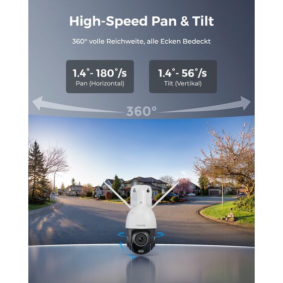 Reolink 4K 8MP Wi-Fi 6 Überwachungskamera Aussen, 2,4/5GHz WLAN Kamera Outdoor mit 5X Optischem Zoom, Auto-Tracking, 360° Ansicht, 60m Vollfarb-Nachtsicht, 2-Wege-Audio und AI-Erkennung, RLC-823S1W